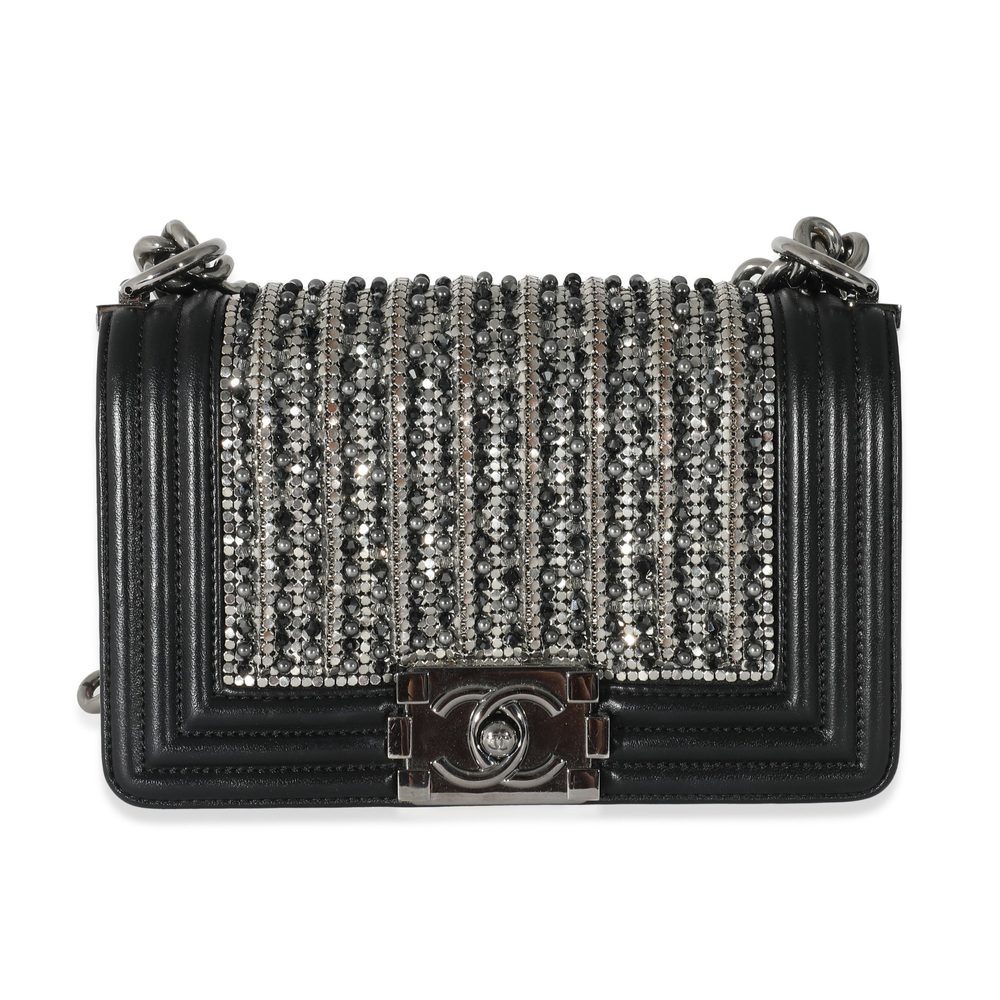 Chanel Black Silver Embellished Small Boy Bag